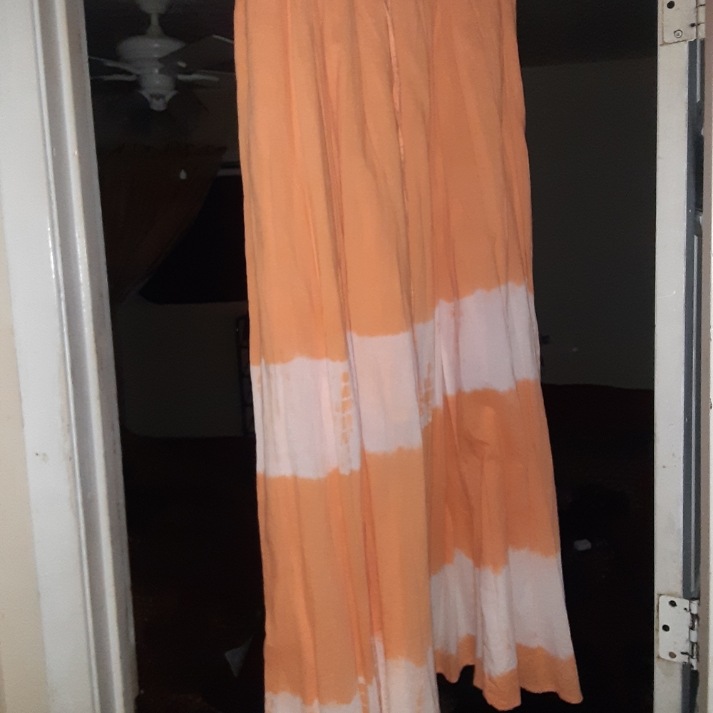 Orange & White Maxi Skirt